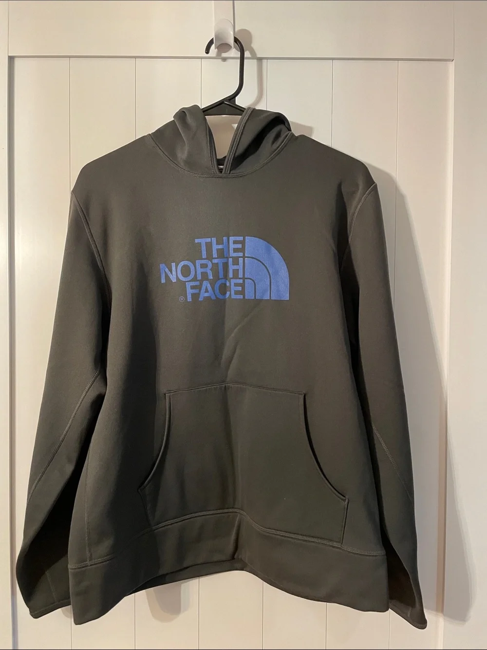 The North Face Men's Hoodie in Grey with Blue Logo